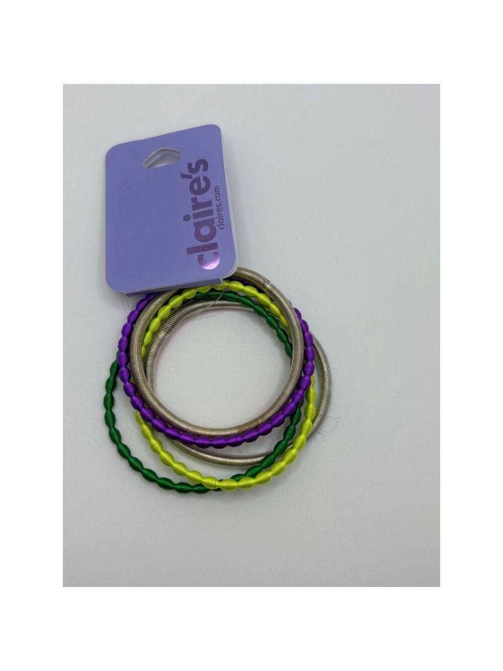 Claire's Bracelets Set Green Purple Yellow Silver Tone